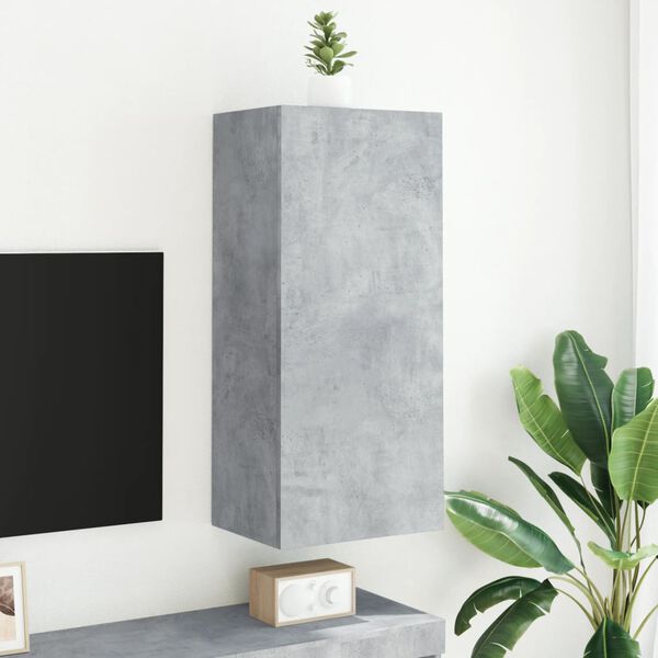vidaXL Meuble TV mural gris b&eacute;ton 40,5x30x90 cm bois d'ing&eacute;nierie