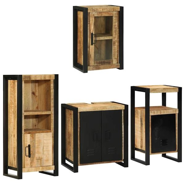 vidaXL Ensemble de mobilier de salle de bain avec &eacute;tag&egrave;re 4 pcs