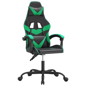 vidaXL Chaise de jeu pivotante Noir et vert Similicuir