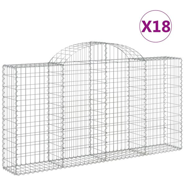 vidaXL Paniers &agrave; gabions arqu&eacute;s 18 pcs 200x30x100/120 cm Fer galvanis&eacute;