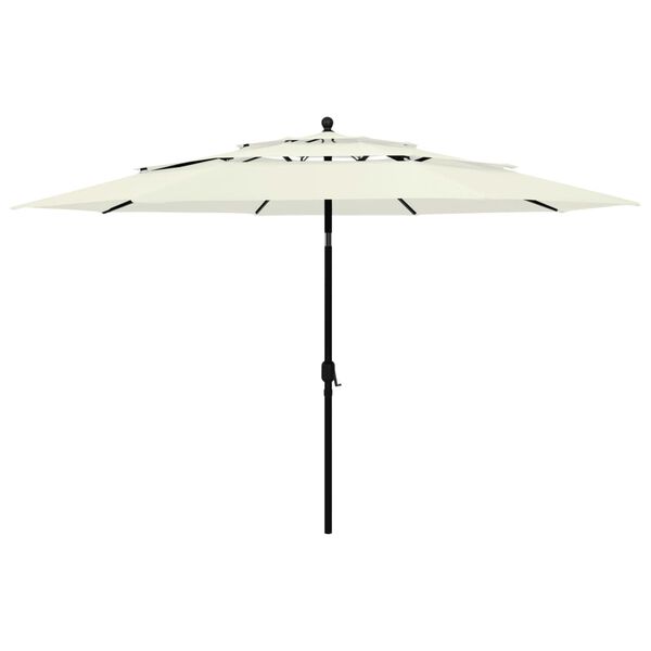 vidaXL Parasol de jardin &agrave; 3 niveaux avec m&acirc;t en aluminium sable 3,5 m