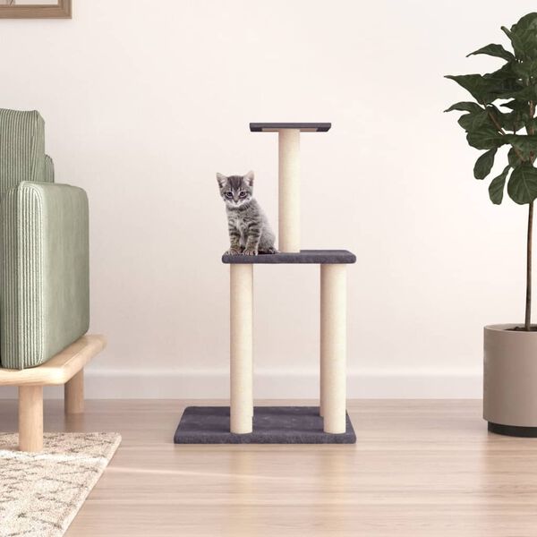 vidaXL Arbre &agrave; chat avec griffoirs en sisal gris fonc&eacute; 85,5 cm