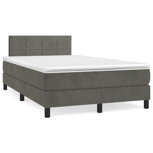 vidaXL Sommier &agrave; lattes de lit et matelas Gris fonc&eacute; 120x200cm Velours
