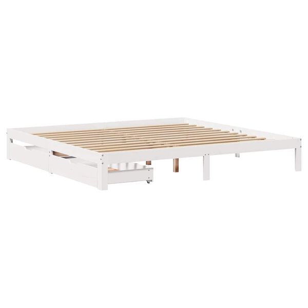 vidaXL Cadre de lit avec tiroirs sans matelas blanc 200x200 cm