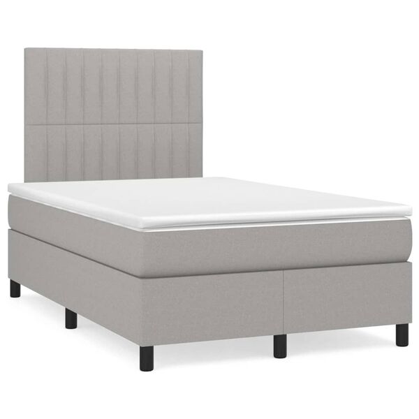 vidaXL Sommier &agrave; lattes de lit matelas LED gris clair 120x190 cm tissu