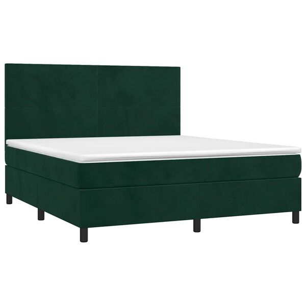 vidaXL Sommier &agrave; lattes de lit et matelas Vert fonc&eacute; 180x200cm Velours