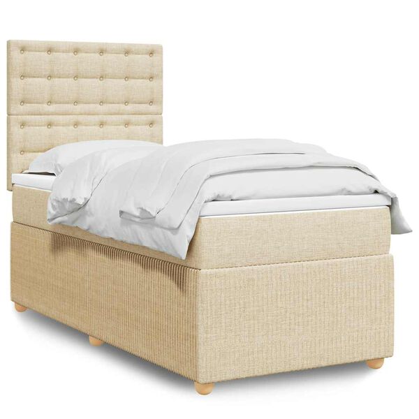 vidaXL Sommier &agrave; lattes de lit avec matelas Cr&egrave;me 80x200 cm Tissu