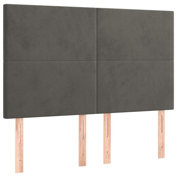 vidaXL T&ecirc;te de lit Gris fonc&eacute; 144 x 5 x 118/128 cm Velours