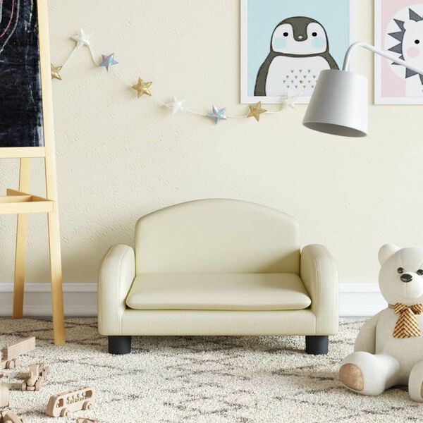 vidaXL Canap&eacute; pour enfants cr&egrave;me 50x40x30 cm similicuir