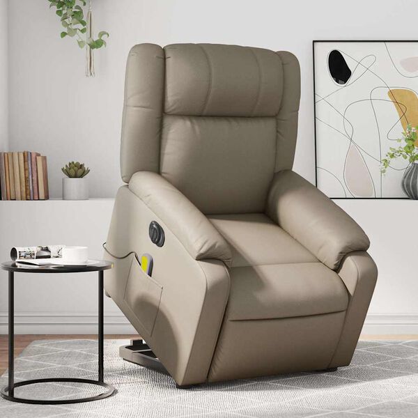 vidaXL Fauteuil inclinable de massage électrique cappuccino similicuir