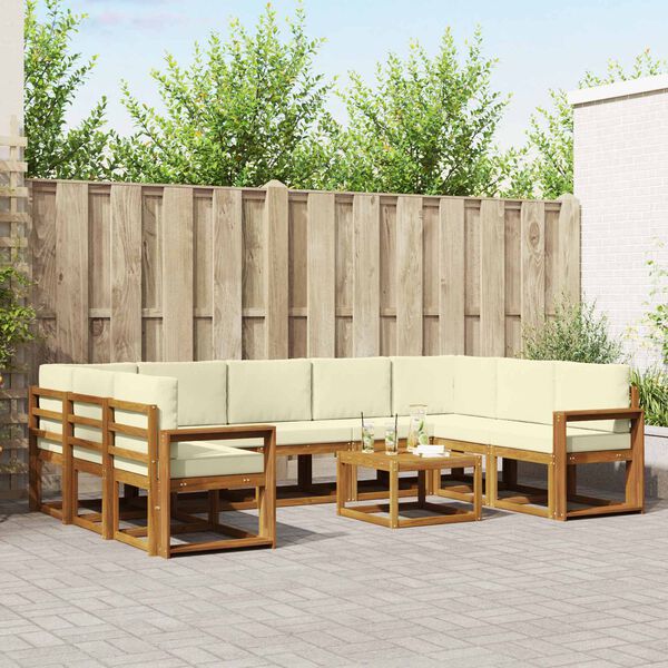 vidaXL Ensemble de canap&eacute;s d'ext&eacute;rieur 10 pcs Naturel et Cr&egrave;me