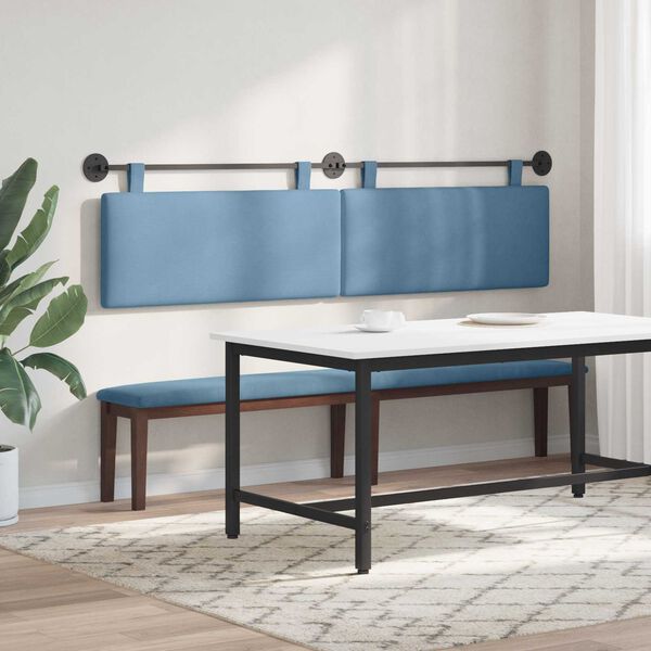 vidaXL T&ecirc;te de lit suspendue Montage mural Uni Bleu 210 x 55 x 5 cm