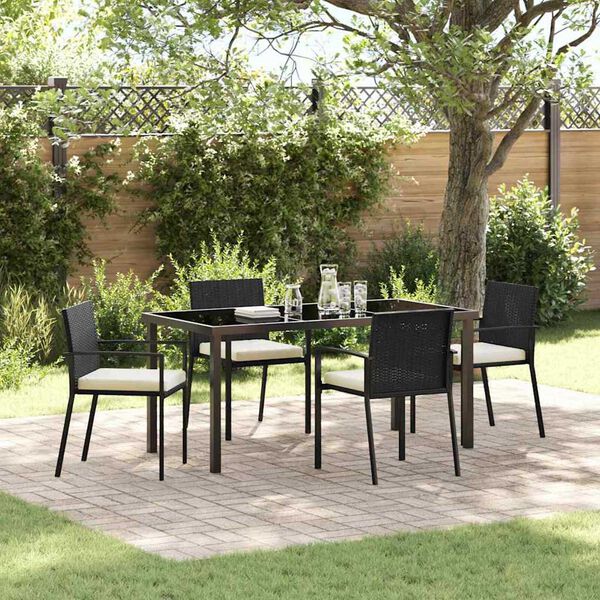 vidaXL Ensemble de salle &agrave; manger pour jardin 5 pcs Noir