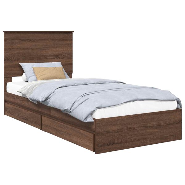 vidaXL Lit de Rangement Ch&ecirc;ne brun 75 x 190 cm Bois d'ing&eacute;nierie