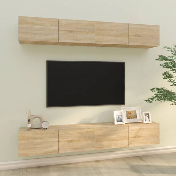 vidaXL Meubles TV muraux 4 pcs ch&ecirc;ne sonoma 100x30x30 cm