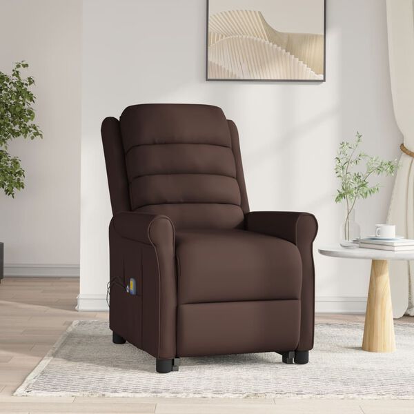 vidaXL Fauteuil de massage Marron Similicuir
