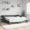 vidaXL Lit de jour avec gigogne et matelas gris fonc&eacute; 100x200 cm tissu