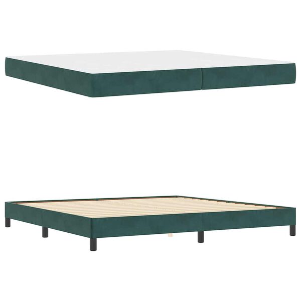 vidaXL Lit &agrave; ressorts avec matelas Vert fonc&eacute; 200 x 210 cm tissu
