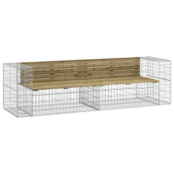 vidaXL Banc de jardin design gabion 244x71x65,5cm bois de pin imprégné