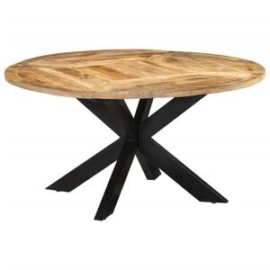 vidaXL Table &agrave; d&icirc;ner &Oslash;150x76 cm bois de manguier massif brut