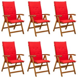 vidaXL Chaises de jardin inclinables 6 pc Naturel Bois d'Acacia Massif