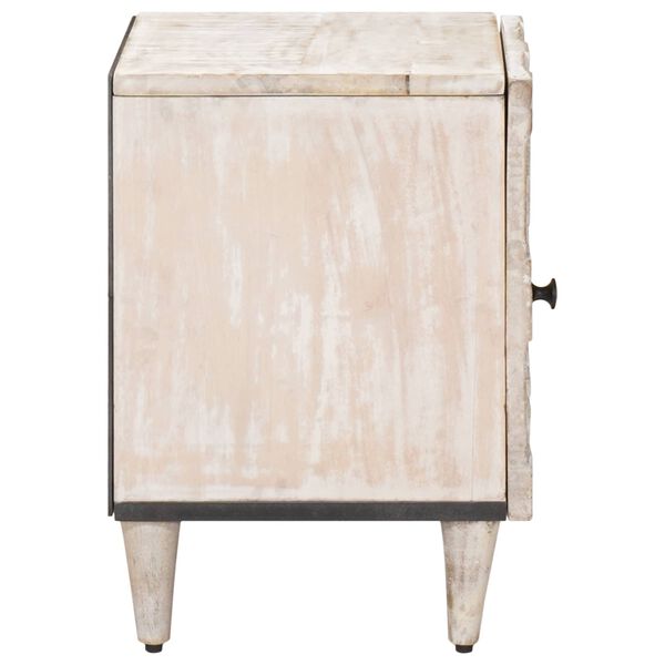 vidaXL Cabinet de chevet Blanc 40 x 33,5 x 46 cm Bois de mangue massif