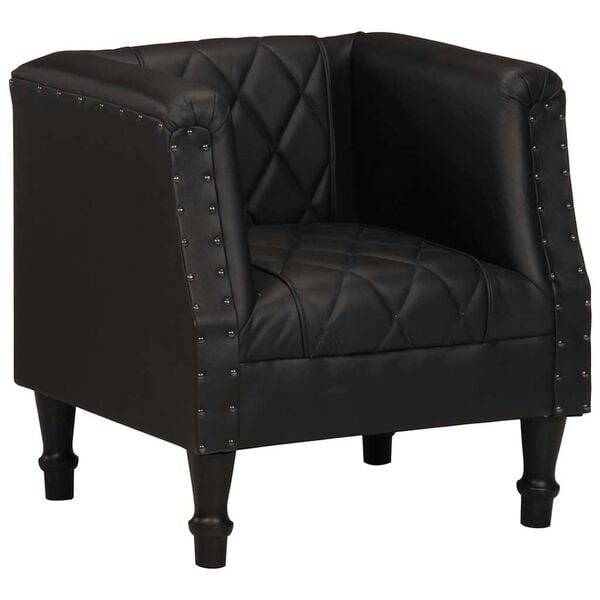 vidaXL Chaise cabriolet Noir Cuir v&eacute;ritable de ch&egrave;vre