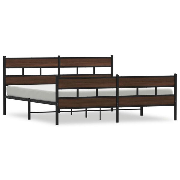 vidaXL Cadre de lit en m&eacute;tal sans matelas ch&ecirc;ne marron 180x200 cm