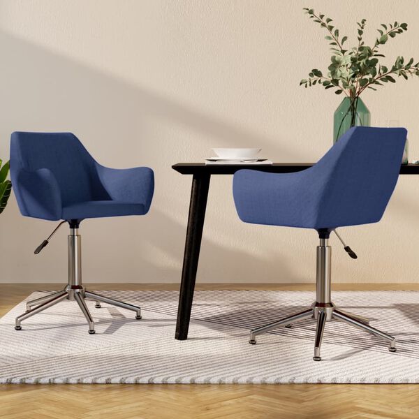 vidaXL Chaises pivotantes &agrave; manger lot de 2 bleu tissu
