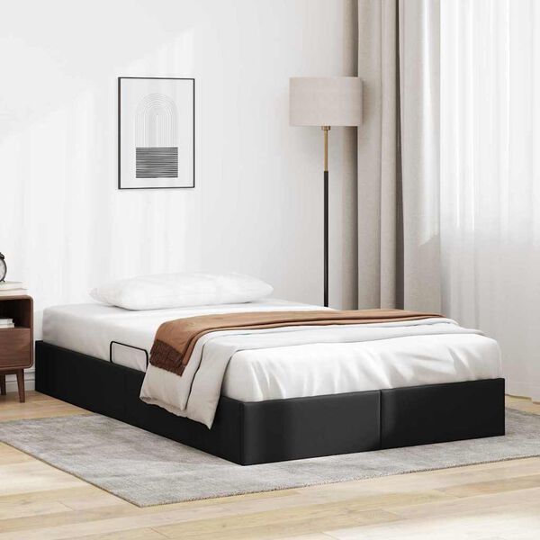 vidaXL Lit de Rangement avec matelas Noir 120 x 200 cm Faux cuir