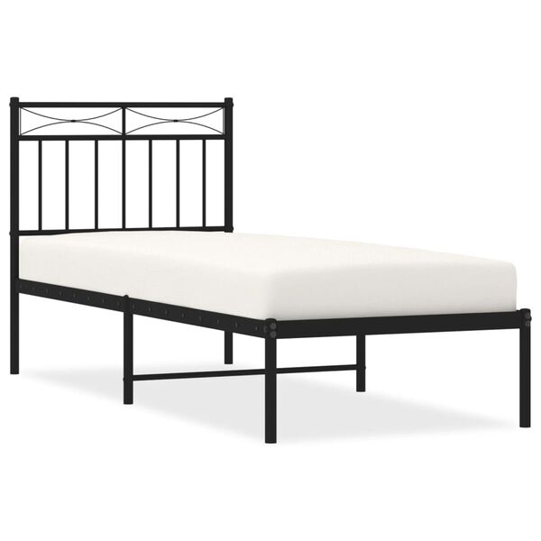 vidaXL Cadre de lit métal sans matelas avec tête de lit noir 80x200 cm