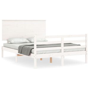 vidaXL Cadre de lit sans matelas blanc 140x200 cm bois massif