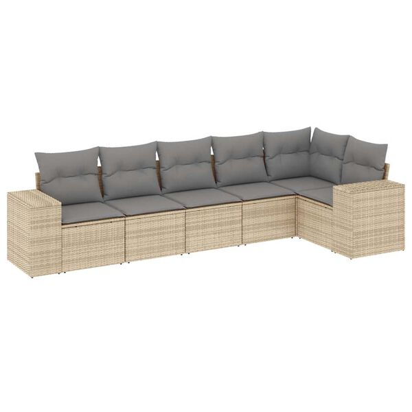 vidaXL Salon de jardin avec coussins 6 pcs beige r&eacute;sine tress&eacute;e