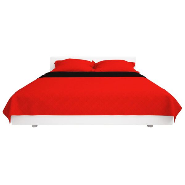 vidaXL Couvre-lit matelassé double-face Rouge et noir 230x260 cm