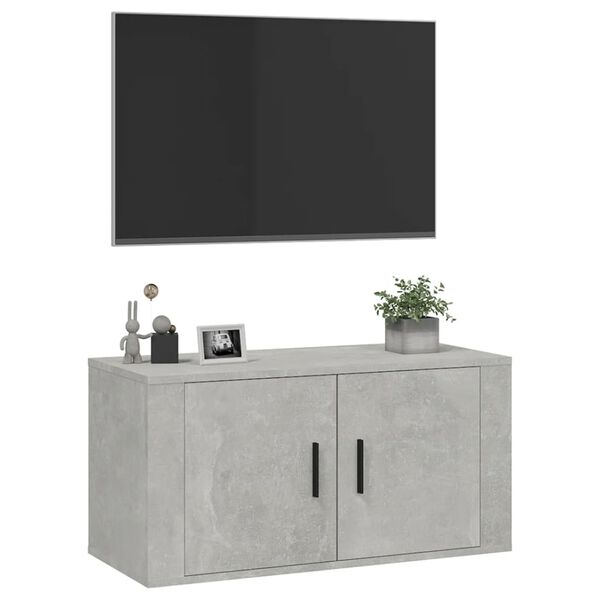 vidaXL Meuble TV mural Gris béton 80x34,5x40 cm