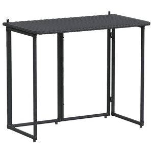 VidaXL Table de jardin pliante noir 90 x 51 x 75 cm polyrotin