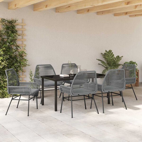 vidaXL Ensemble de salle &agrave; manger pour jardin 7 pcs Gris polyrotin