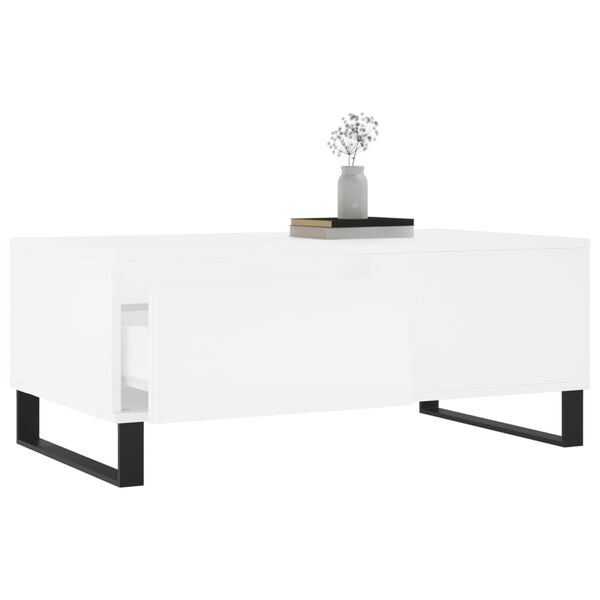 vidaXL Table basse Blanc 90x50x36,5 cm Bois d'ing&eacute;nierie