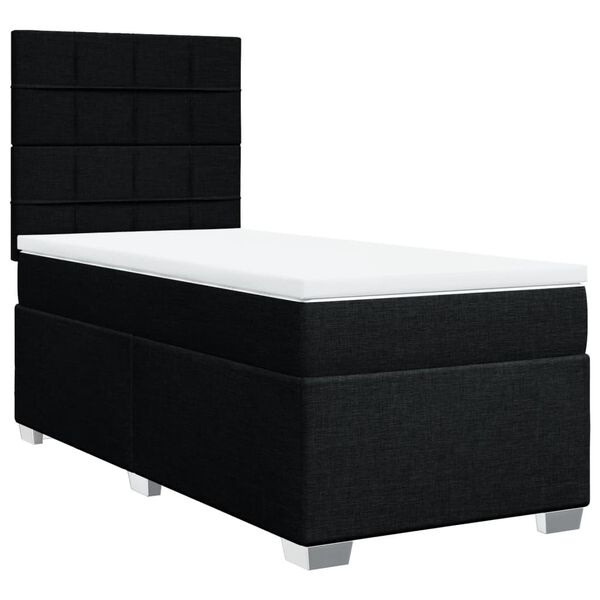 vidaXL Sommier &agrave; lattes de lit avec matelas Noir 90x200 cm Tissu