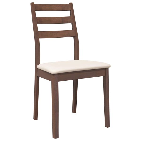 vidaXL Chaises à manger coussins 2 pcs marron bois massif caoutchouc