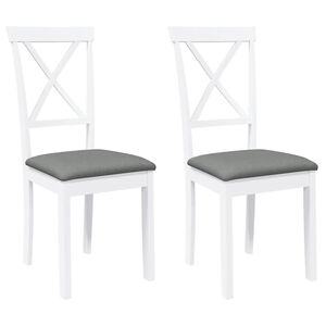 vidaXL Chaises &agrave; manger coussins 2 pcs blanc bois massif caoutchouc