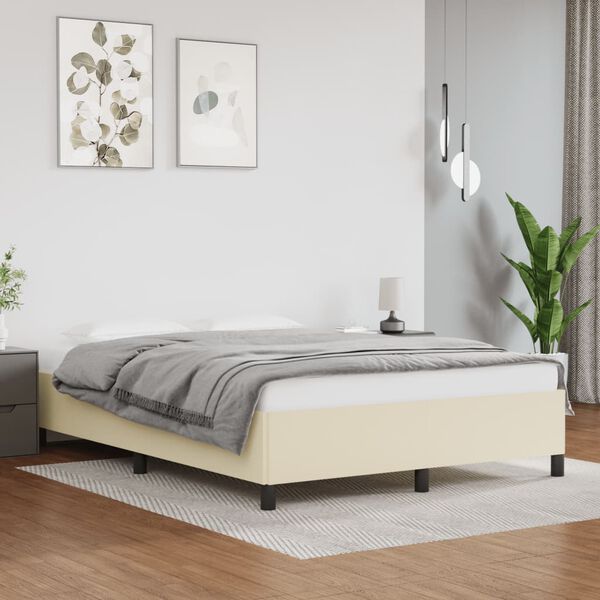 vidaXL Cadre de lit sans matelas cr&egrave;me 140x190 cm similicuir