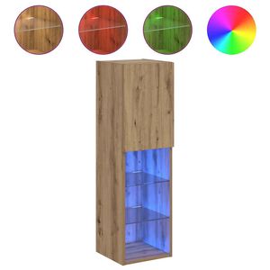 vidaXL Meuble TV avec lumi&egrave;res LED ch&ecirc;ne artisanal 30,5x30x102 cm