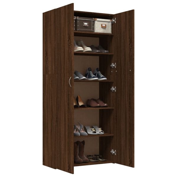 vidaXL Armoire &agrave; chaussures Ch&ecirc;ne marron 80x35,5x180cm Bois ing&eacute;nierie