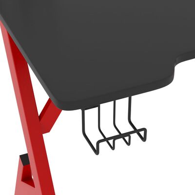 vidaXL Bureau de jeu et pieds en forme de Y Noir et rouge 110x60x75 cm