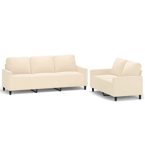 vidaXL Ensemble de canap&eacute;s 2 pcs avec coussins Cr&egrave;me Velours