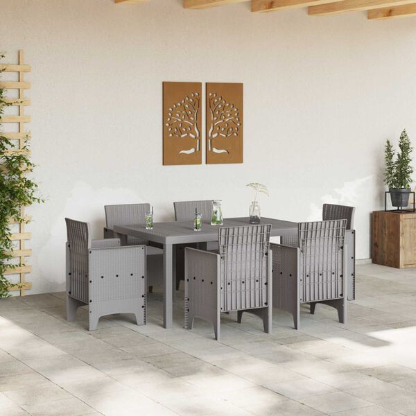 vidaXL Ensemble de salle &agrave; manger pour jardin 7 pcs Gris clair