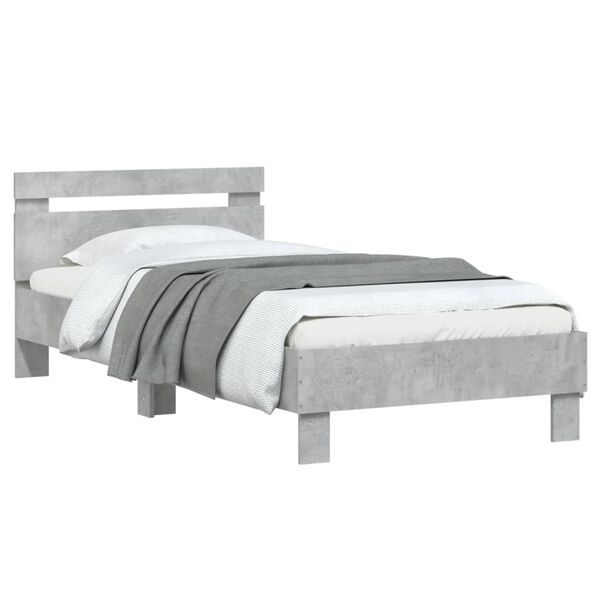 vidaXL Cadre de lit sans matelas avec t&ecirc;te de lit gris b&eacute;ton 90x200 cm