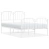vidaXL Cadre de lit m&eacute;tal sans matelas et pied de lit blanc 120x200 cm