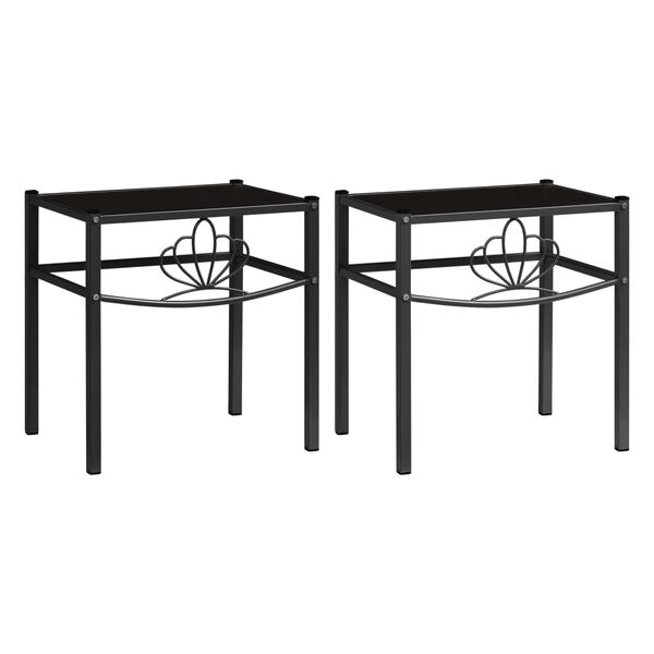 vidaXL Tables de chevet 2 pcs Noir M&eacute;tal et verre